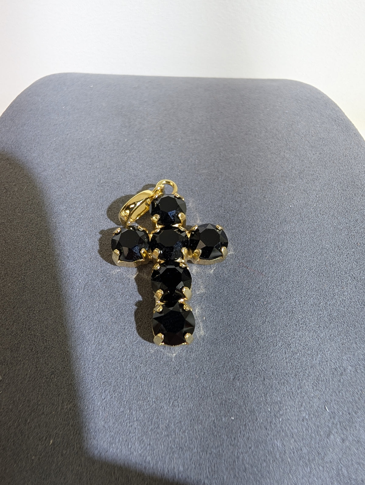 Wafa Petite Radiance Small Cross Pendant — Black