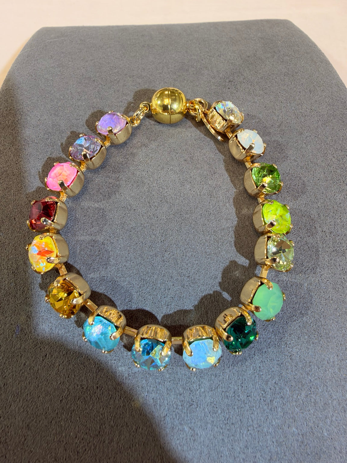Wafa multicolor crystal bracelet with gold-tone settings and magnetic clasp