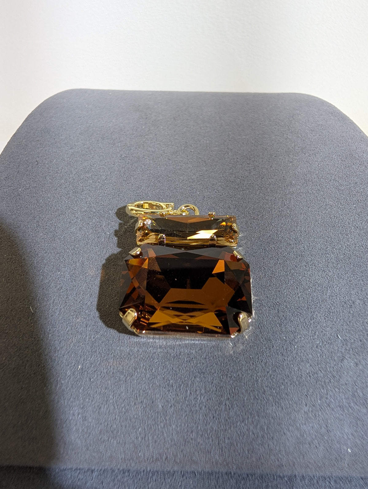 Wafa Rectangle Duet Pendant — Amber Brown