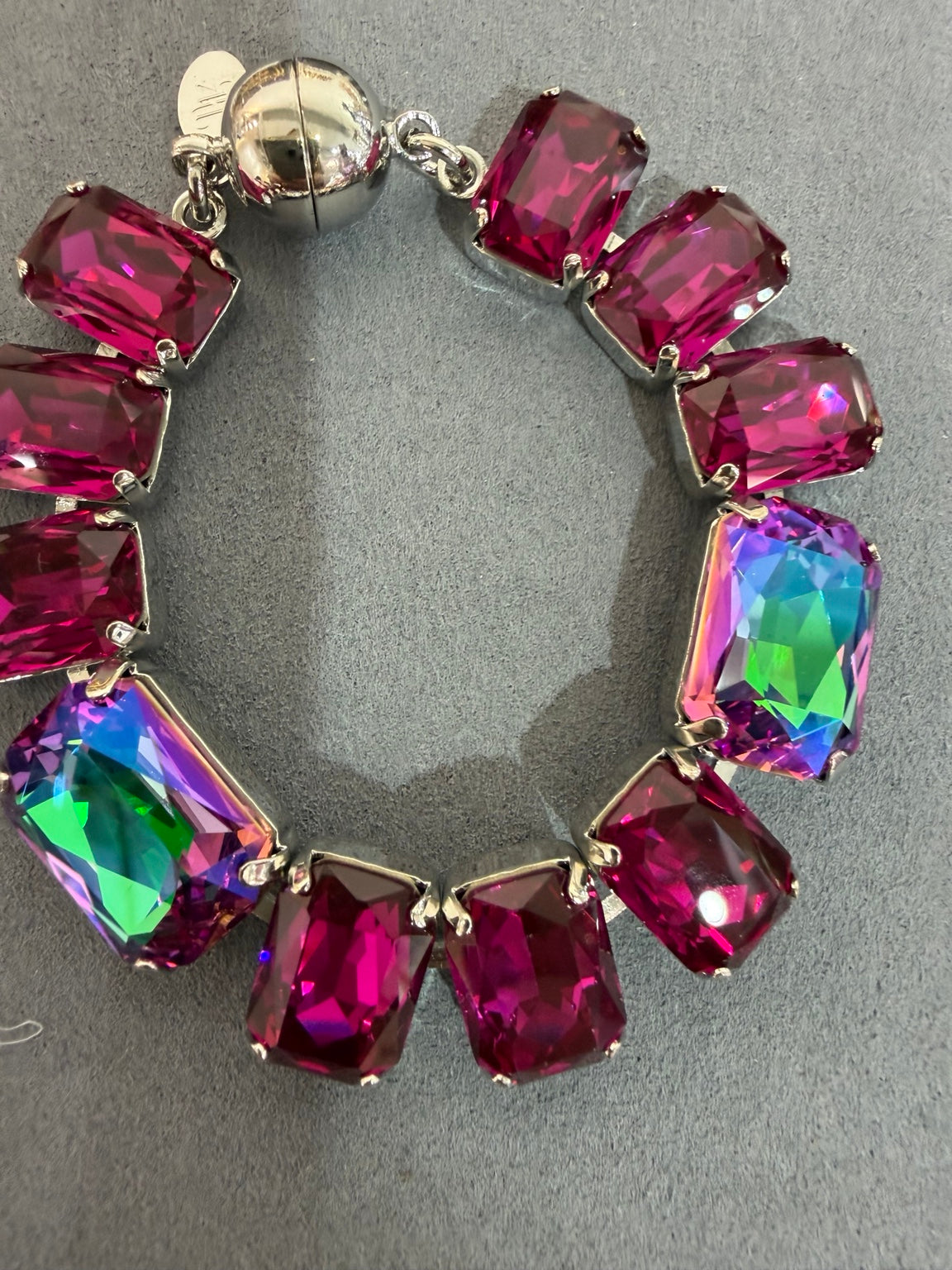 Ruby / Iridescent / Silver Tone