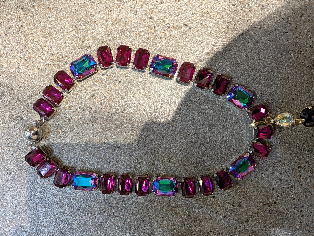 Fuchsia / Iridescent / Silver Tone