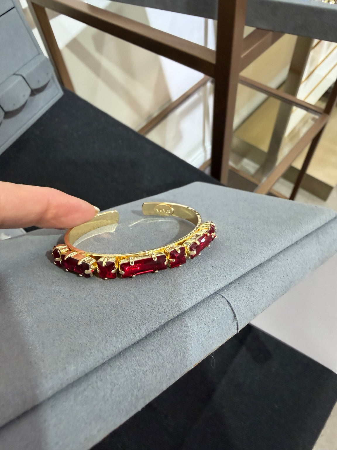 Red crystal cuff — Gold Tone