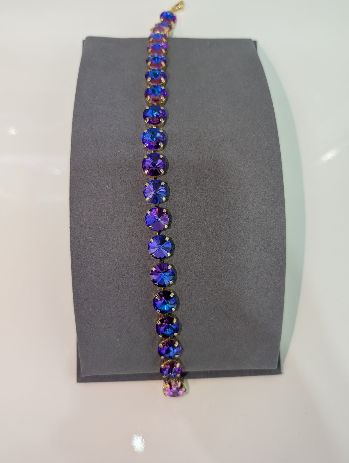 Wafa round faceted strand with teardrop accent — Blue/Purple Iridescent
