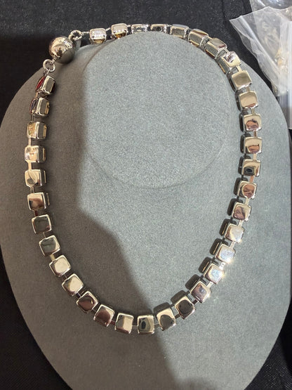 Wafa Silver Serenade Crystal Necklace — silver back detail
