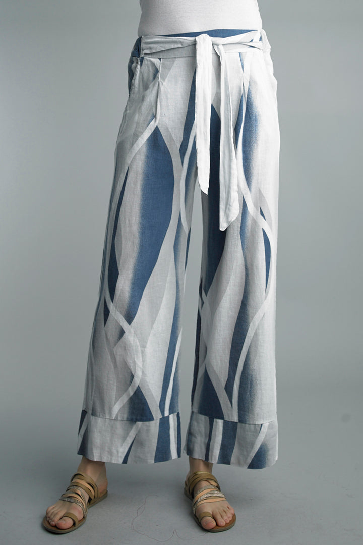 White/Blue Linen Pant