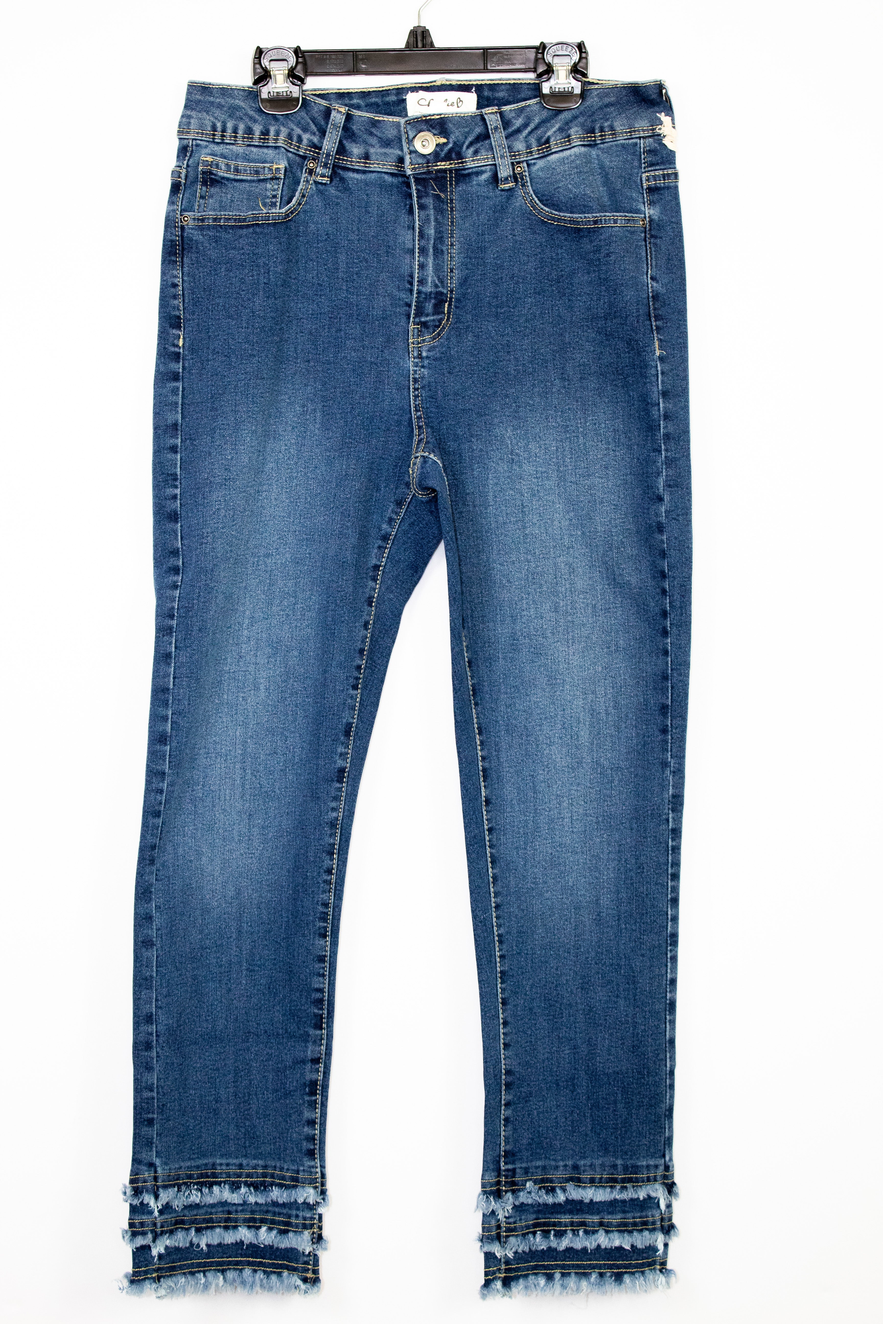 Denim Pant With Tulip Frayed Leg Opening