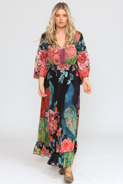 PEACOCK PARADISE MAXI DRESS